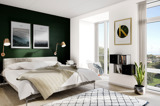 3d visual of modern bedroom blue