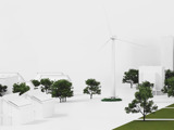 wind turbine & trees white card