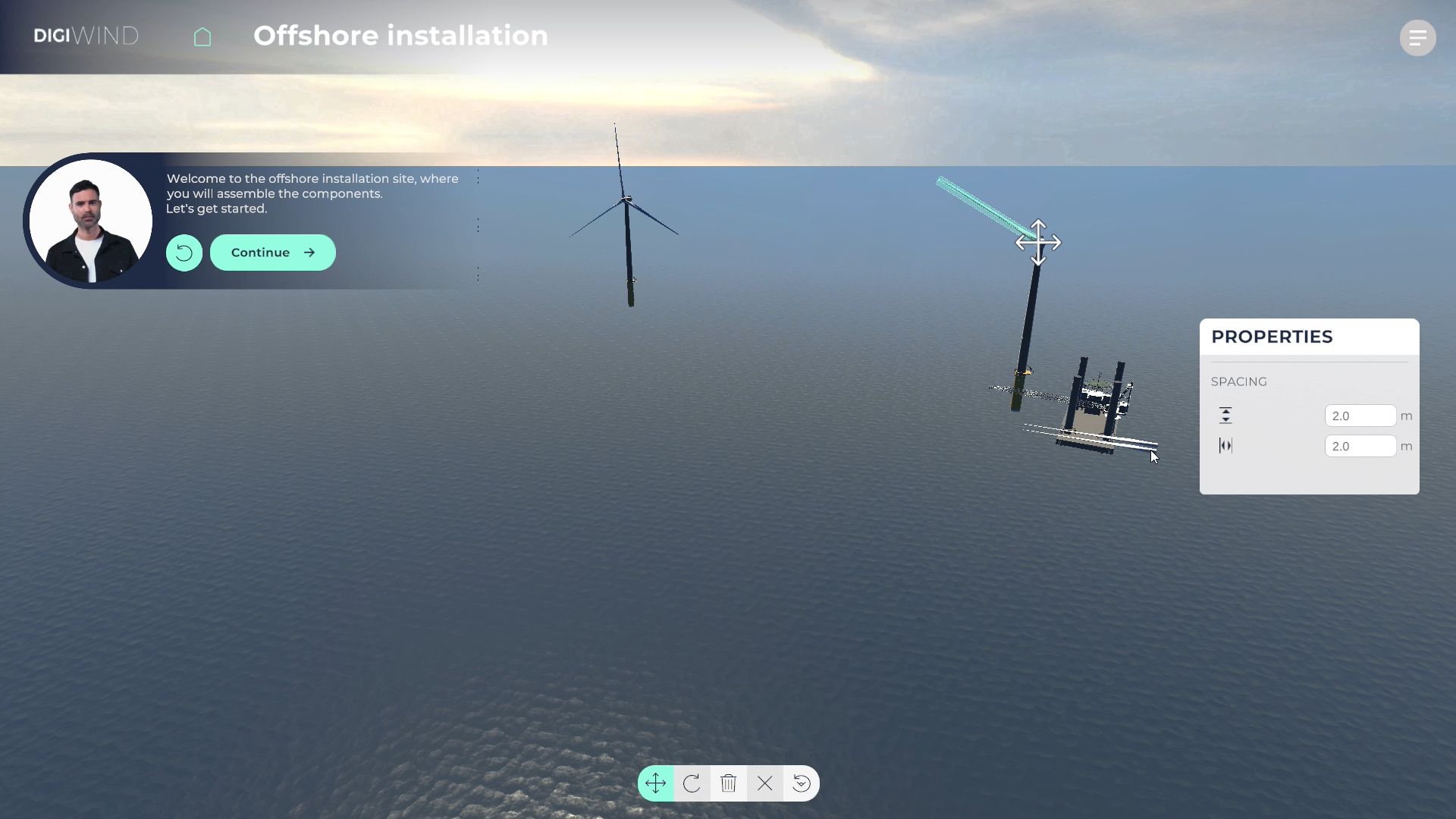 Render of a virtual Roc offshore calibrating