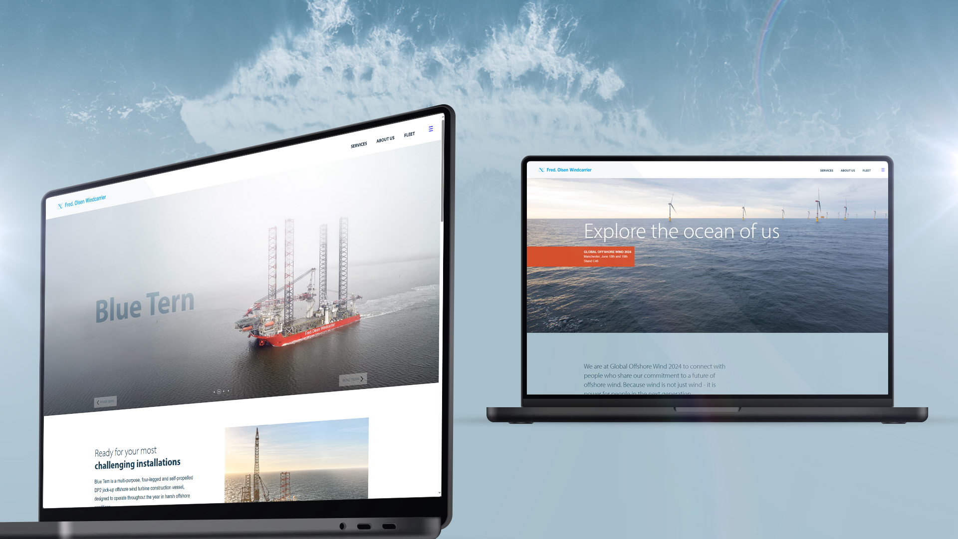 Two laptops showcasing the new website