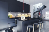 Black modern kitchen 3d visual