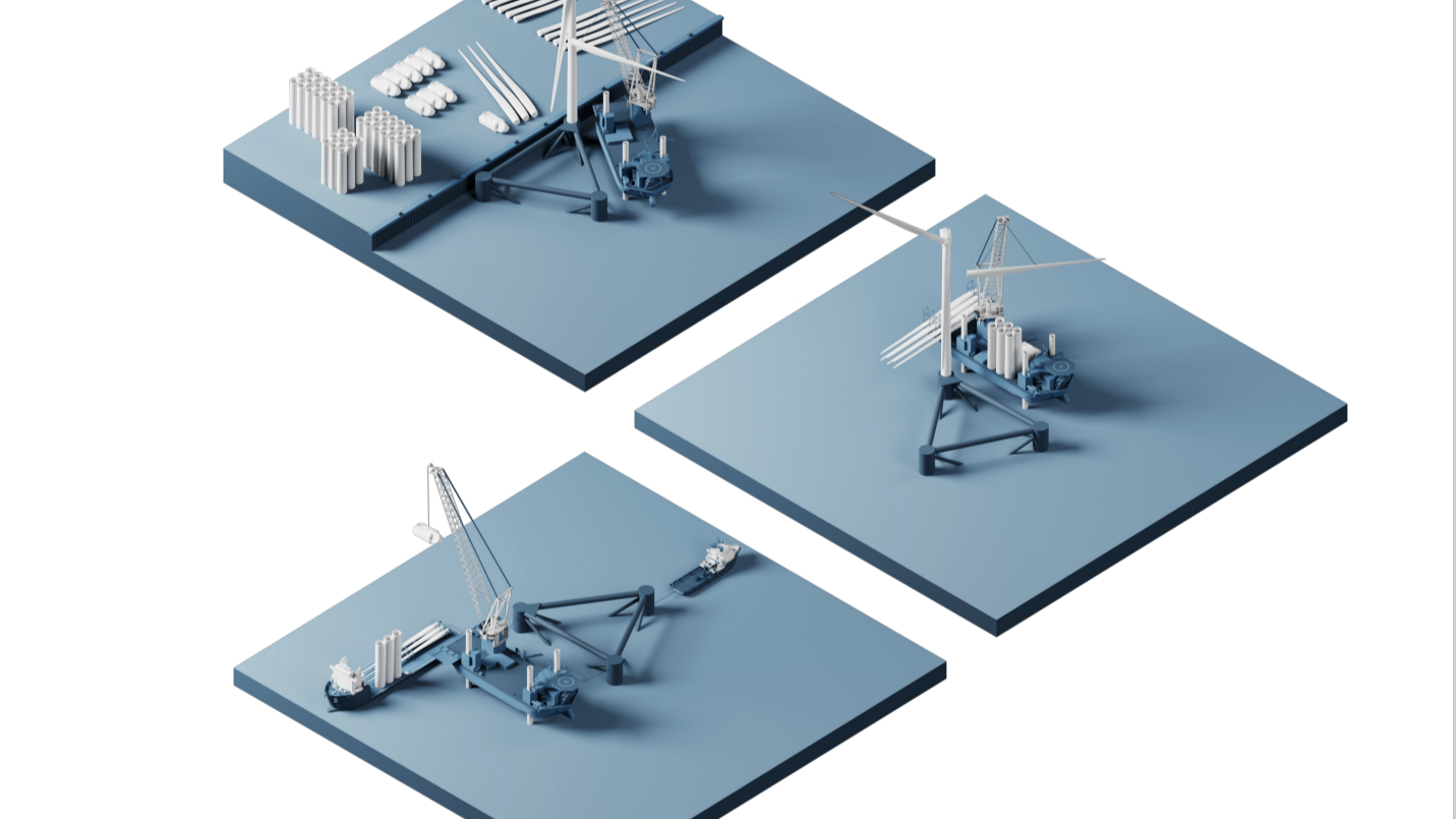 3D renders of Fred. Olsen Windcarrier's fleet