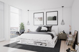 modern white bedroom 3d visual