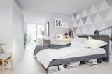 Modern Grey Bedroom 3D visualisation geometric